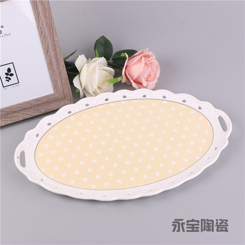 Ceramic Korean-Style Round Colored Plates, Saucers, Photo Props, Paper Plates, Background Plates For Taking Photos, Fruit And Vegetable Plates, Trays details Picture