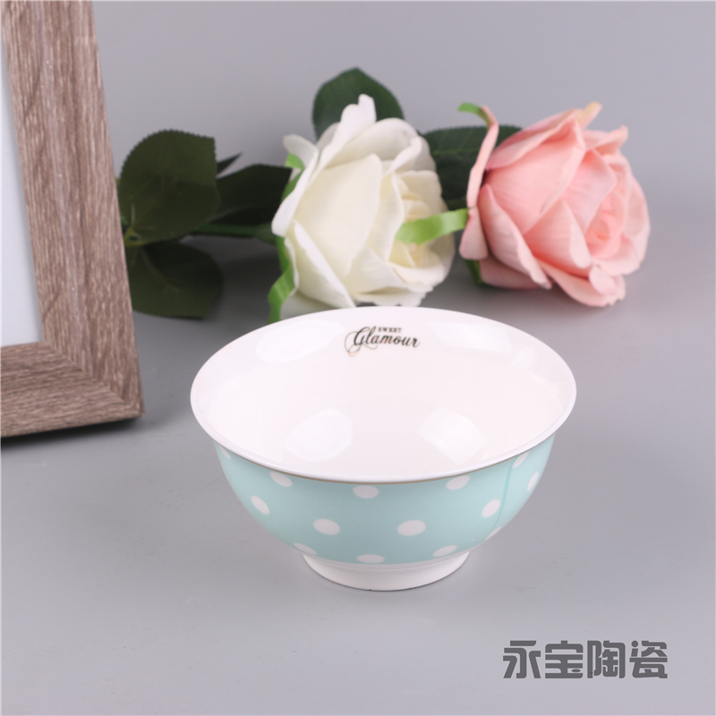 Polka Dot Bowls, Japanese And Korean Creative Ceramic Tableware, Household Bowls And Plates, Rice Bowls, Noodle Bowls, Porridge Bowls details Picture