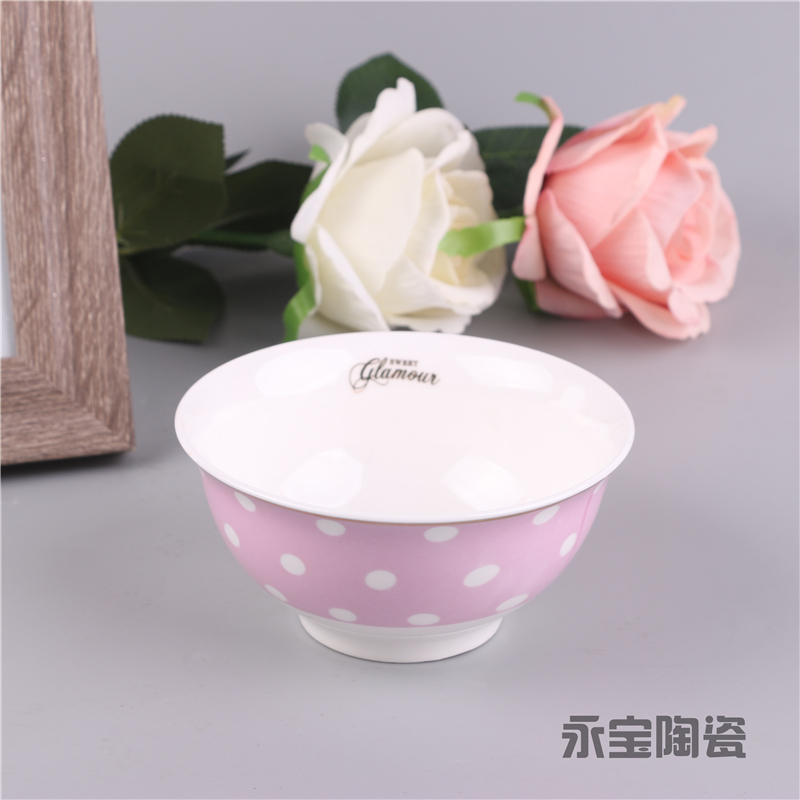 Polka Dot Bowls, Japanese And Korean Creative Ceramic Tableware, Household Bowls And Plates, Rice Bowls, Noodle Bowls, Porridge Bowls Application Scenario