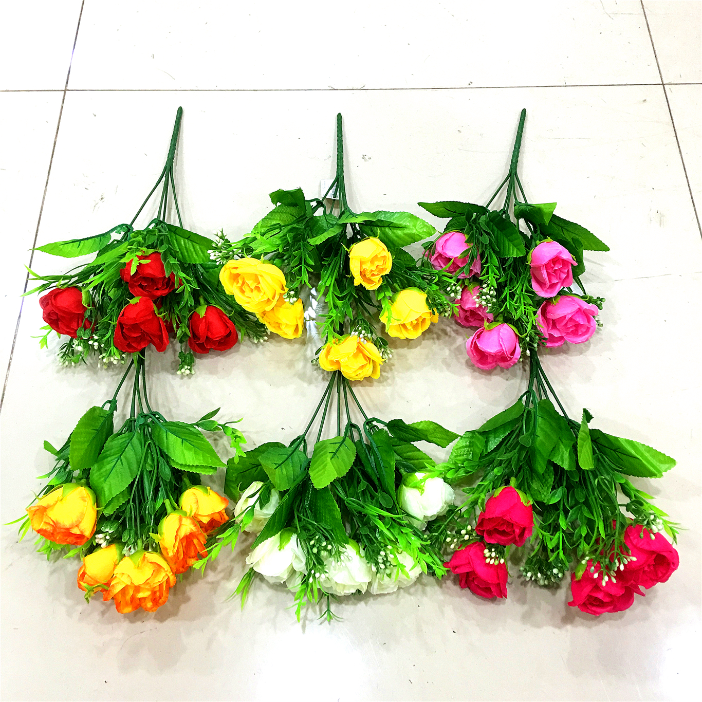 5-head curly heart tea rose artificial flower Specification image
