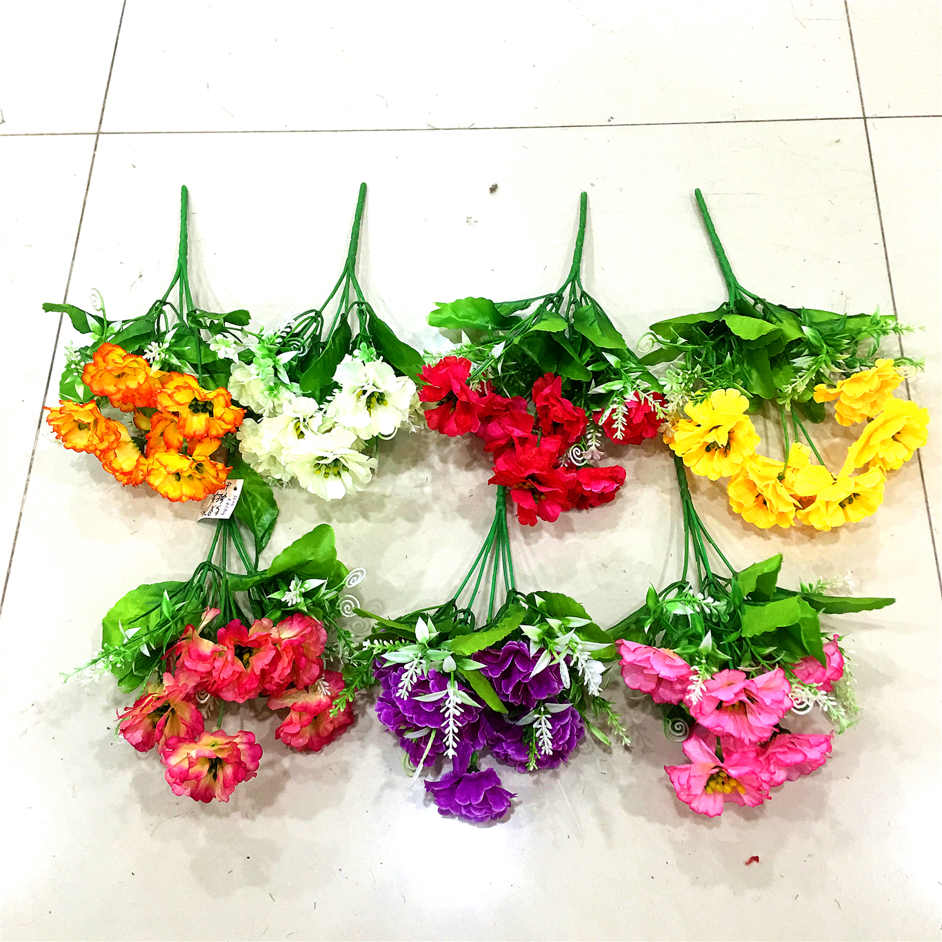 Five-pronged seven-headed short-flowered small peony artificial flower Specification drawing