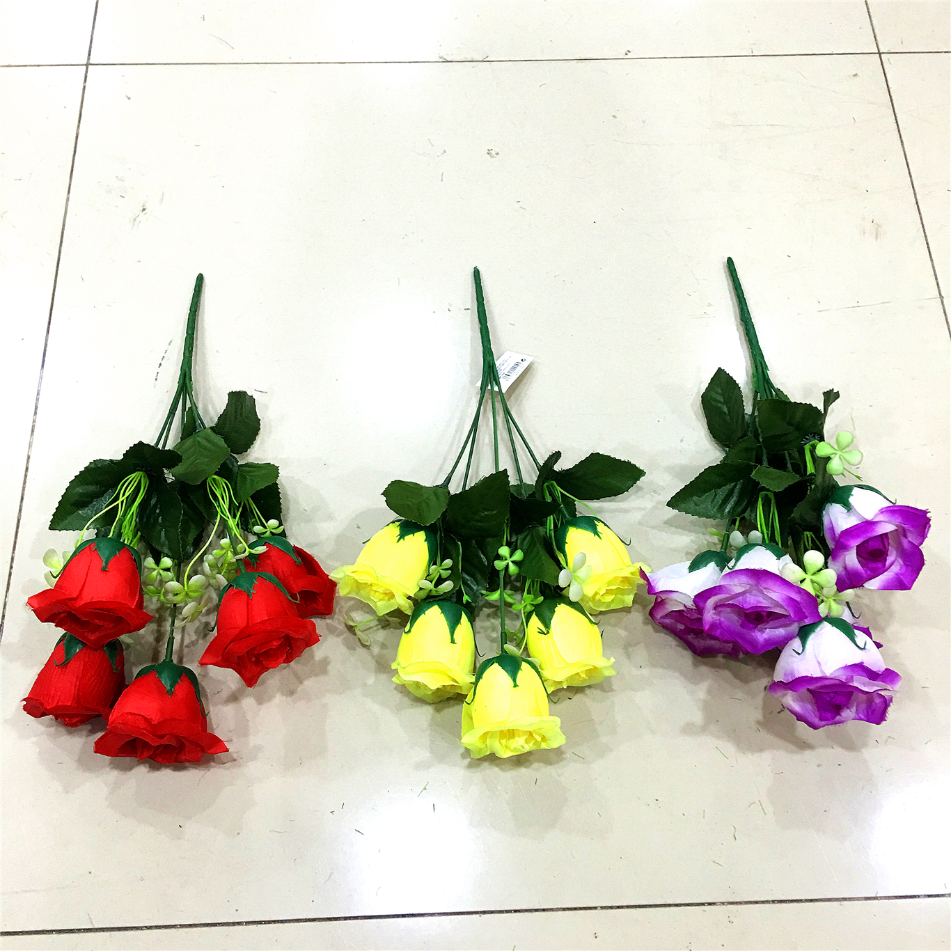 5-head rolled-edge rose artificial flower Specification drawing