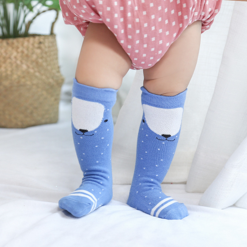 Cartoon children's socks all cotton autumn and winter thickened boys and girls babies in cotton socks non-slip point rubber socks wholesale full figure