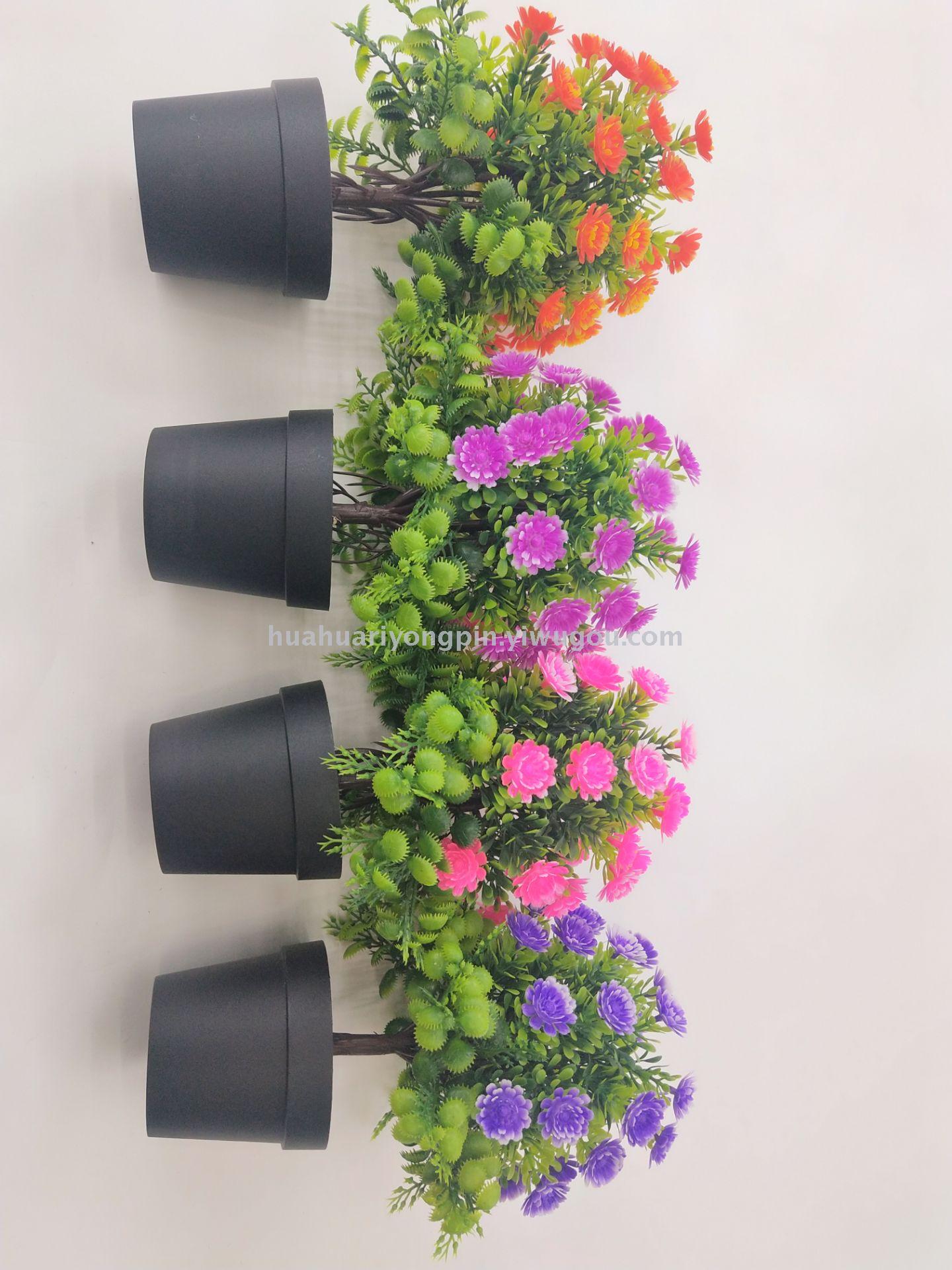 New black plastic basin plastic flower stone simulation flower plum small bonsai plant