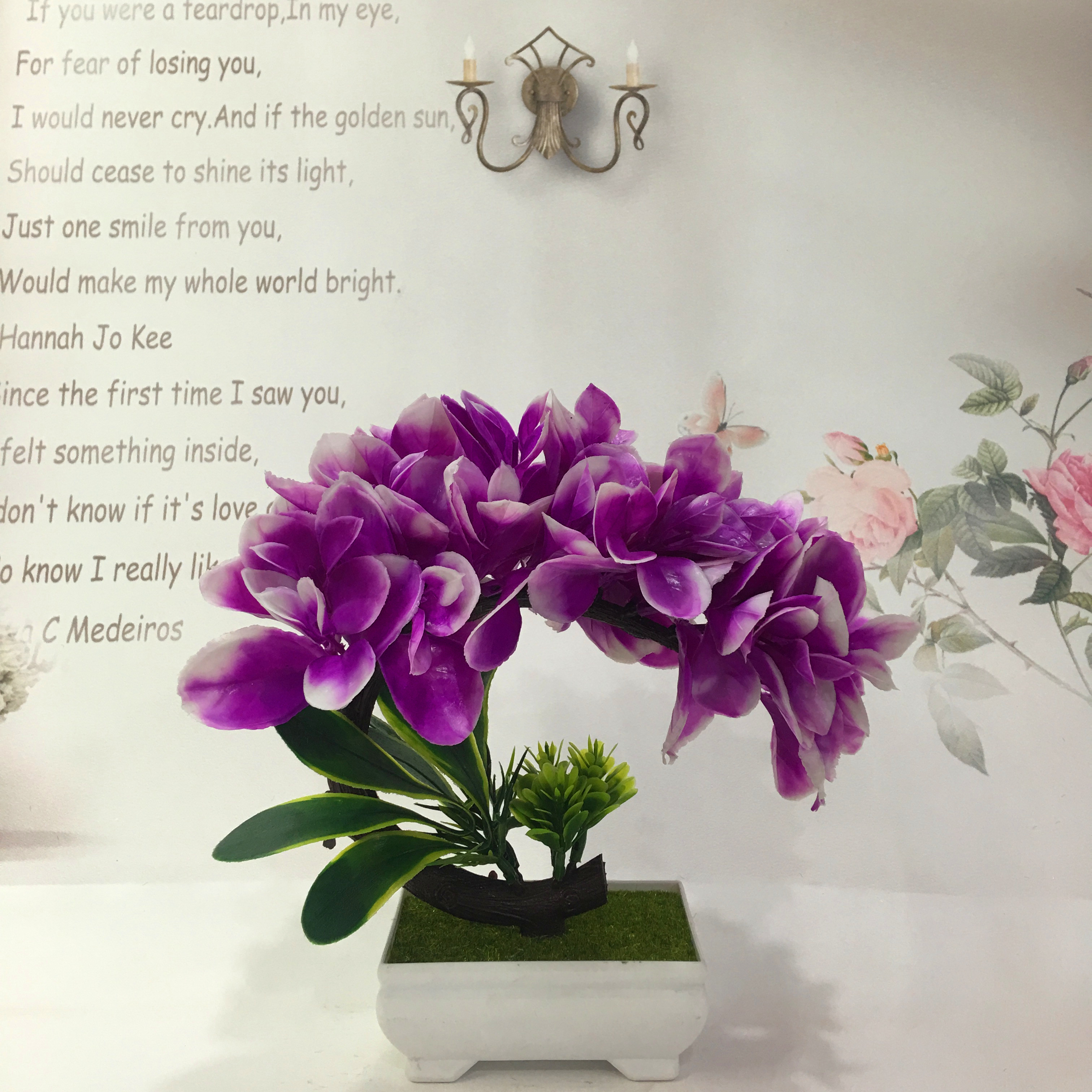 Mini artificial bonsai flowers, small potted plants, factory direct sales of artificial flower plants Specification image