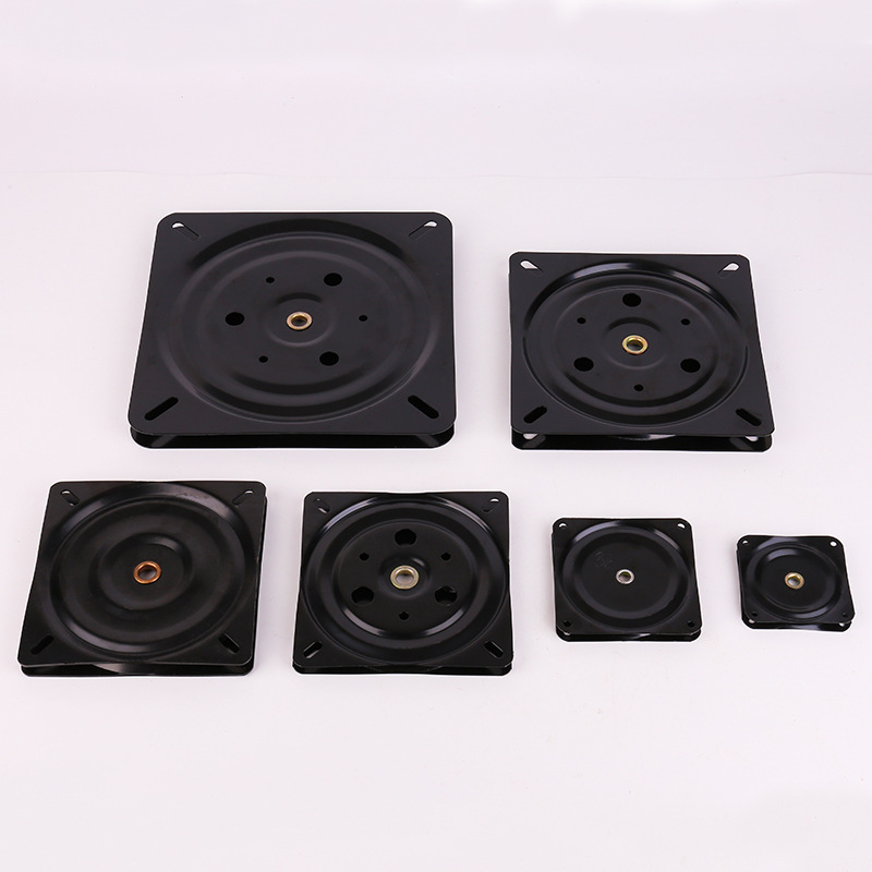 Thickened square painted iron turntable dining table, round table chairs, display stand, rotating hardware furniture turntable Application Scenario