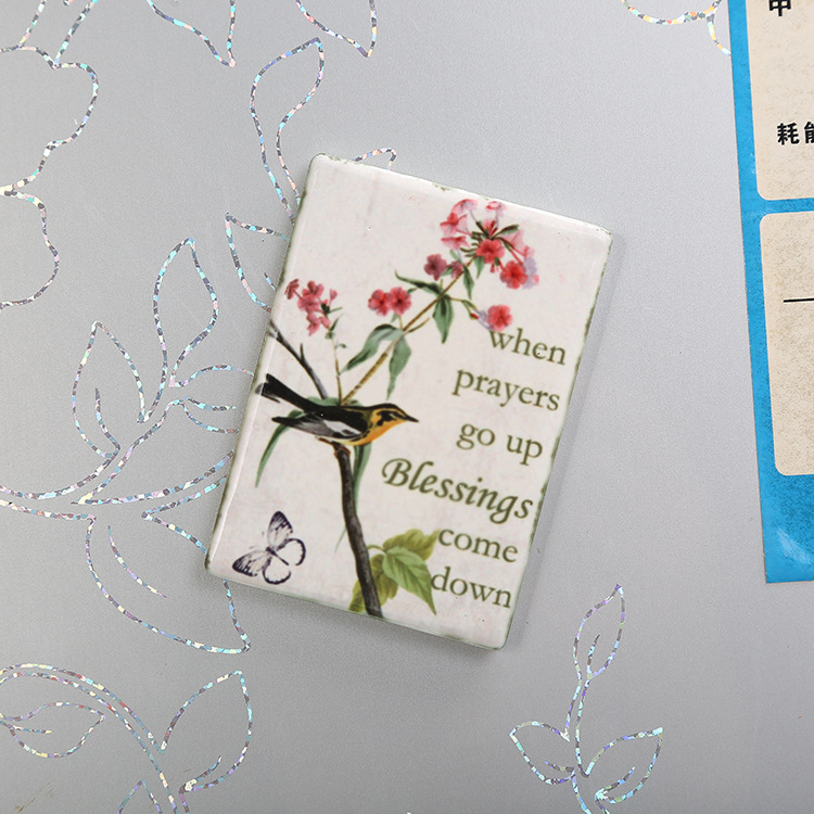 【LOVELY HOME】【 Chi Jia 】 Ceramic fridge magnets Home Craft Magnetic Heat Transfer Small square Application Scenario