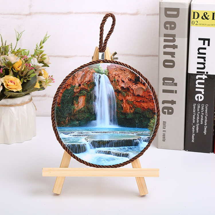 [LOVELY HOME] [holing jia] placa decorativa colgante de estilo europeo artesanía de cerámica doméstica transferencia de calor cojín de olla de cerámica engrosada resistencia a altas temperaturas y aislamiento térmico details Picture