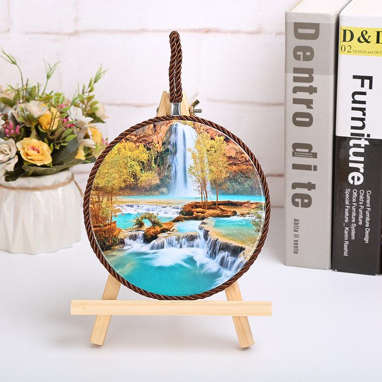 [LOVELY HOME] [holing jia] placa decorativa colgante de estilo europeo artesanía de cerámica doméstica transferencia de calor cojín de olla de cerámica engrosada resistencia a altas temperaturas y aislamiento térmico Specification image