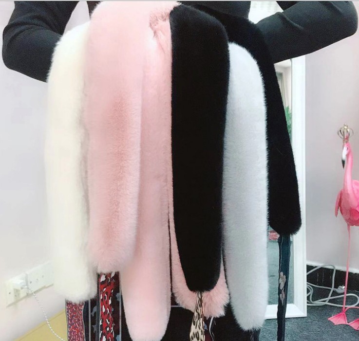 豹纹丝带毛绒领巾假领围脖chic装饰仿皮草兔毛冬季围巾