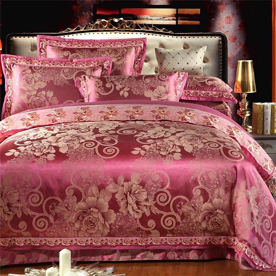 Yiwu snow pigeon home textile new lace Ma Sergong satin jacquard four pieces - England 1