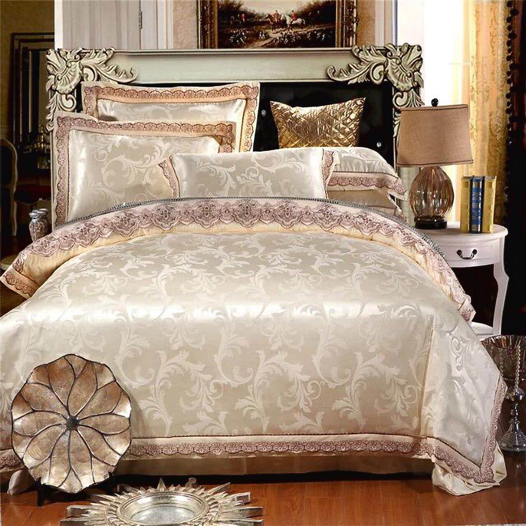 Yiwu Xuege Home Textile Tencel Cotton Tribute Satin Jacquard three or four Pieces Wedding Bedding Set New style