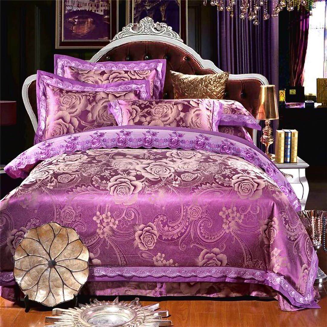Yiwu Xuege Home Textile Tencel Cotton Tribute Satin Jacquard three or four Pieces Wedding Bedding Set New style Application Scenario
