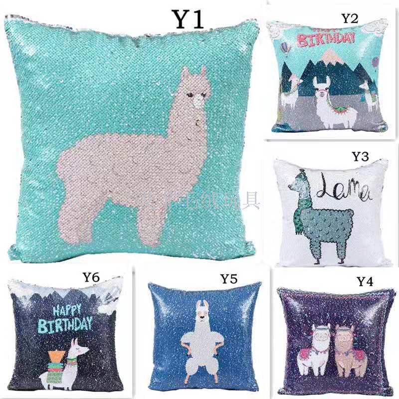 New two-color mermaid unicorn alpaca sequined throw pillow plush toy thumbnail