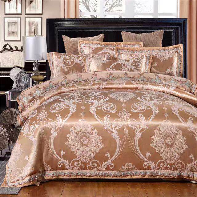 Yiwu snow pigeon home textile new lace hemp Sergong satin jacquard four-piece set - England 13