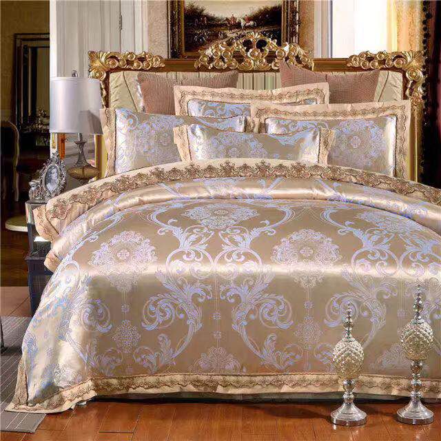 Yiwu snow pigeon home textile new lace hemp Sergong satin jacquard four-piece set - England 15
