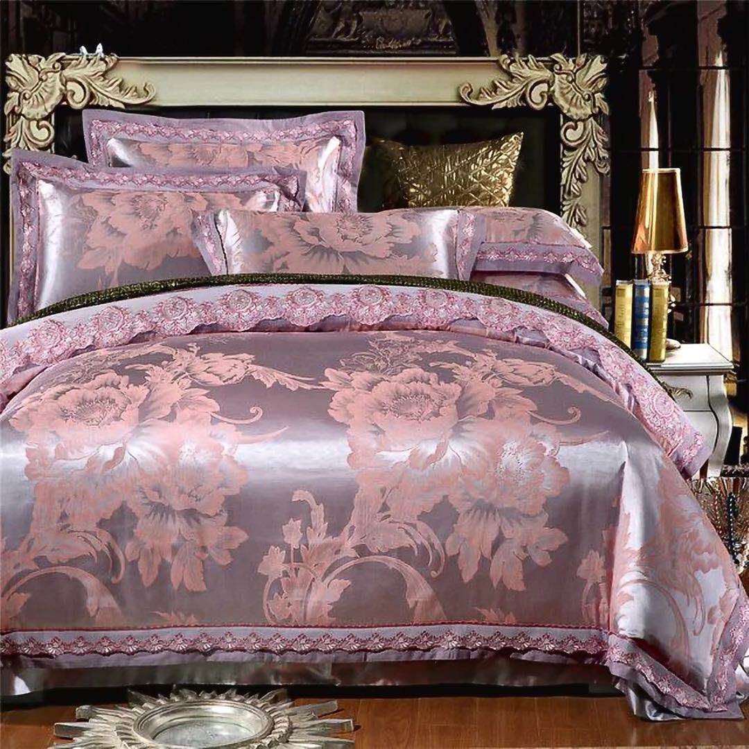Yiwu snow pigeon home textile new lace hemp Sergong satin jacquard four-piece set - England 8-9