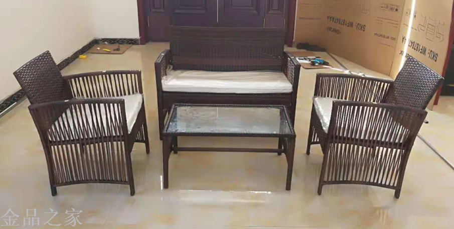 Woven rattan hollow sofa 4 piece set leisure balcony garden courtyard rattan woven outdoor furniture set
