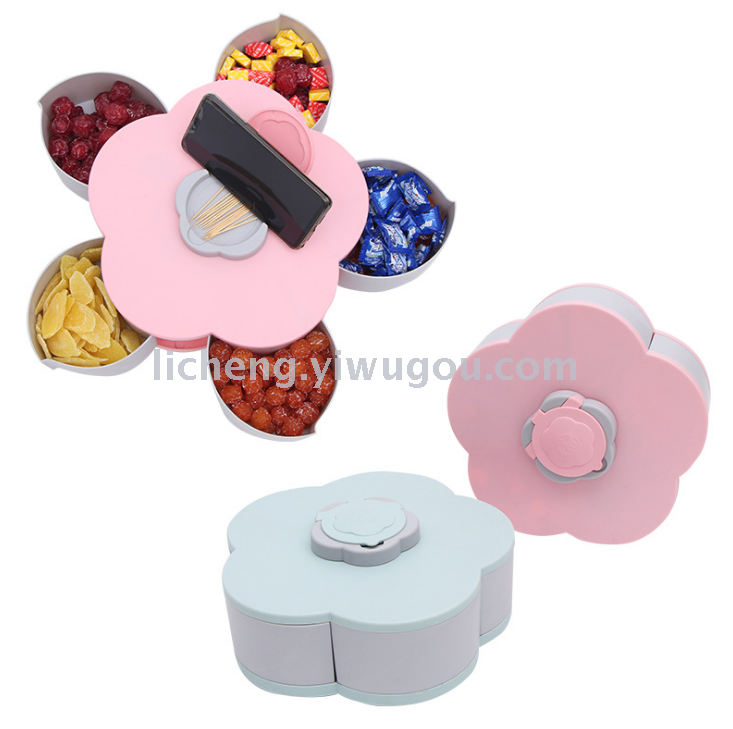 Creative rotating fashionable dried fruit box with compartments and LIDS, living room candy box, sunflower seed and dried fruit plate basket details Picture
