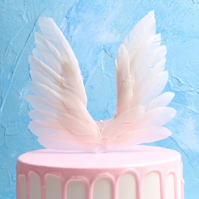 ins网红蛋糕装饰点缀白色小翅膀烘培装饰生日蛋糕插件厂家直销