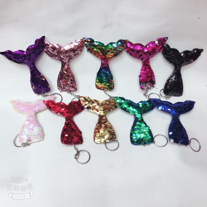 Sequined mermaid keychain, plush toy pendant Specification image