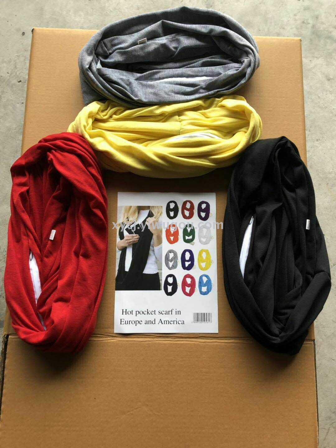 Amazon pocket scarf solid color unlimited neck storage zipper pocket neck Application Scenario