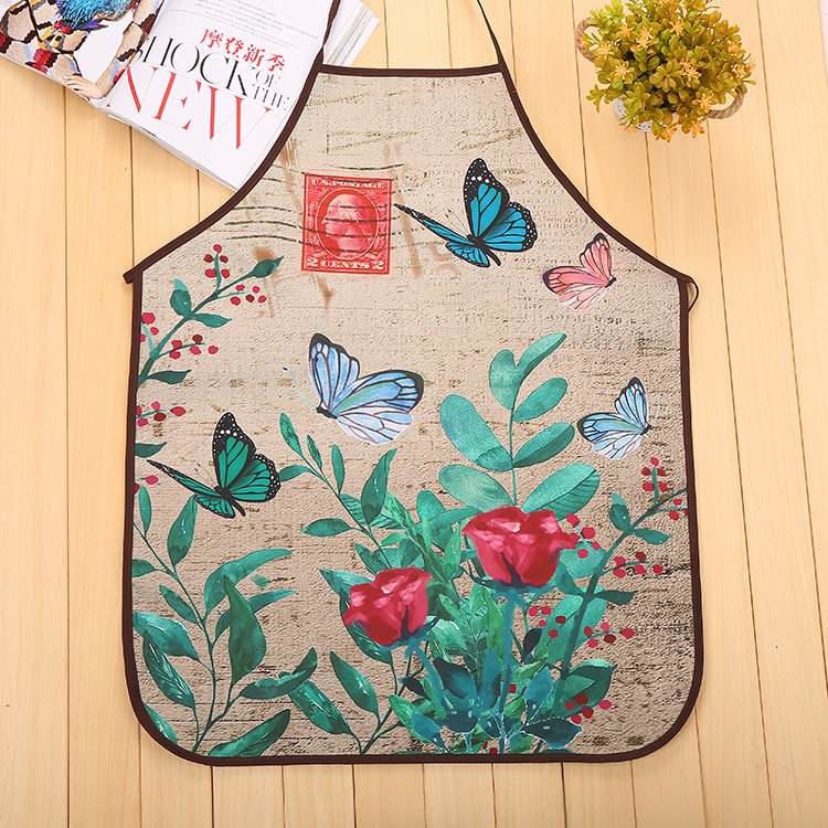 Butterfly digital print apron household sleeveless apron kitchen anti fouling apron
