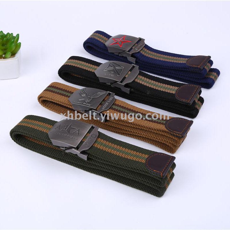 Men's casual versatile canvas belt braided belt thickened and lengthened solid belt student trouser belt