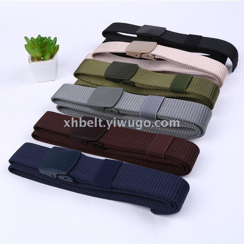 Men's casual versatile canvas belt braided belt thickened and lengthened solid belt student trouser belt
