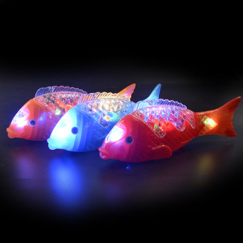 The street stall is selling wholesale music swing fish S, new projection electric fish, luminous toys, free fish and Mid-Autumn Festival lanterns full figure