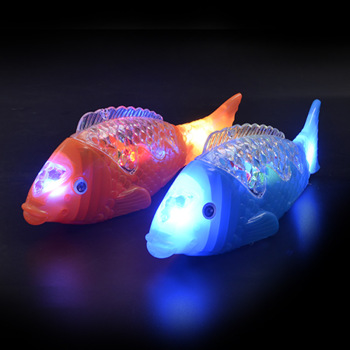 The street stall is selling wholesale music swing fish S, new projection electric fish, luminous toys, free fish and Mid-Autumn Festival lanterns details Picture