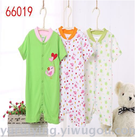 Best-selling baby one-piece suit, summer children's clothing for babies, short-sleeved one-piece dress, flat foot crawling suit, one-piece suit
