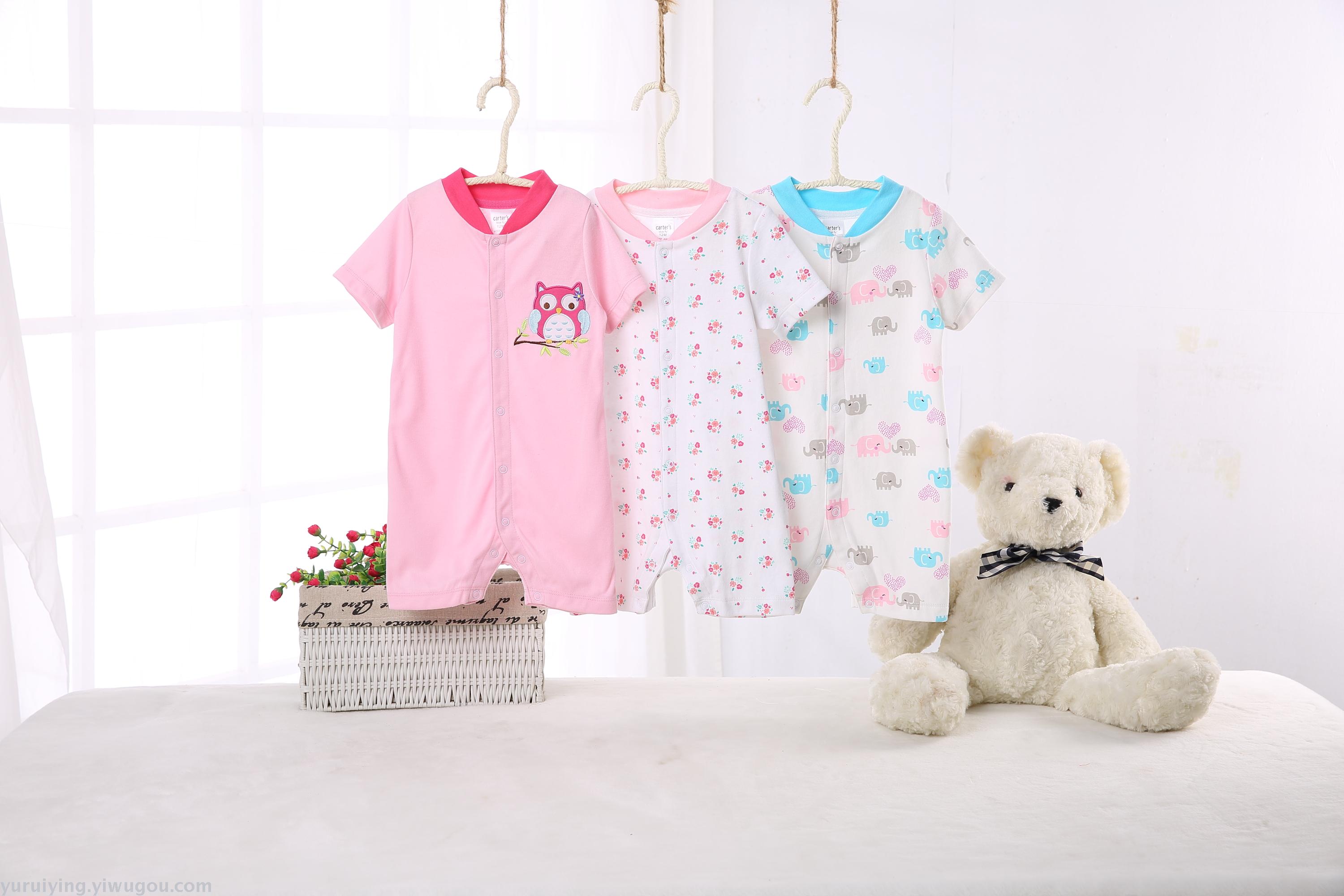 Best-selling baby one-piece suit, summer children's clothing for babies, short-sleeved one-piece dress, flat foot crawling suit, one-piece suit details Picture