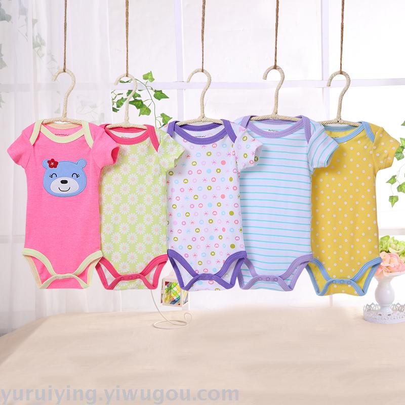 Five pieces of short-sleeved Hayi baby one-piece dress and Hayi embroidered dress in an envelope details Picture
