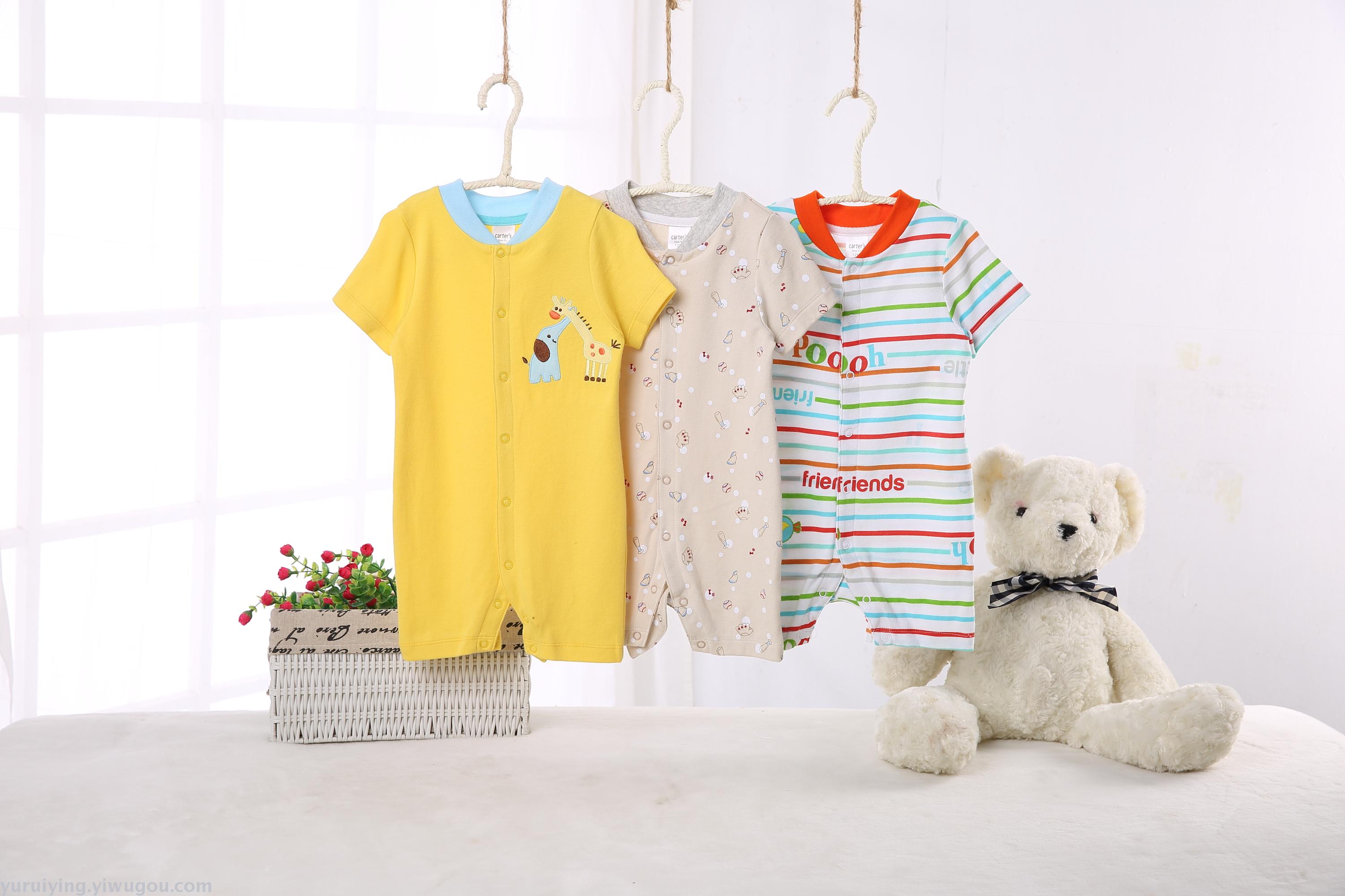 Best-selling baby one-piece suit, summer children's clothing for babies, short-sleeved one-piece dress, flat foot crawling suit, one-piece suit Specification image