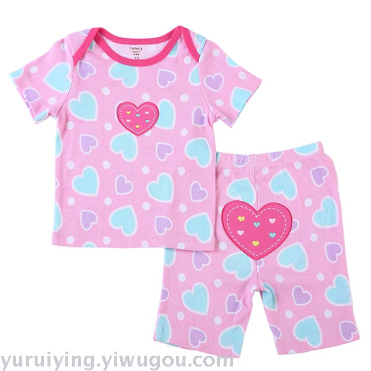 A 2-piece envelope, short-sleeved T-shirt + shorts, embroidered and printed clothing set Specification image