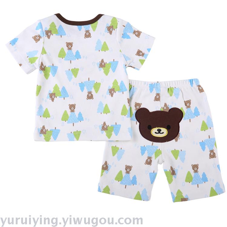 A 2-piece envelope, short-sleeved T-shirt + shorts, embroidered and printed clothing set