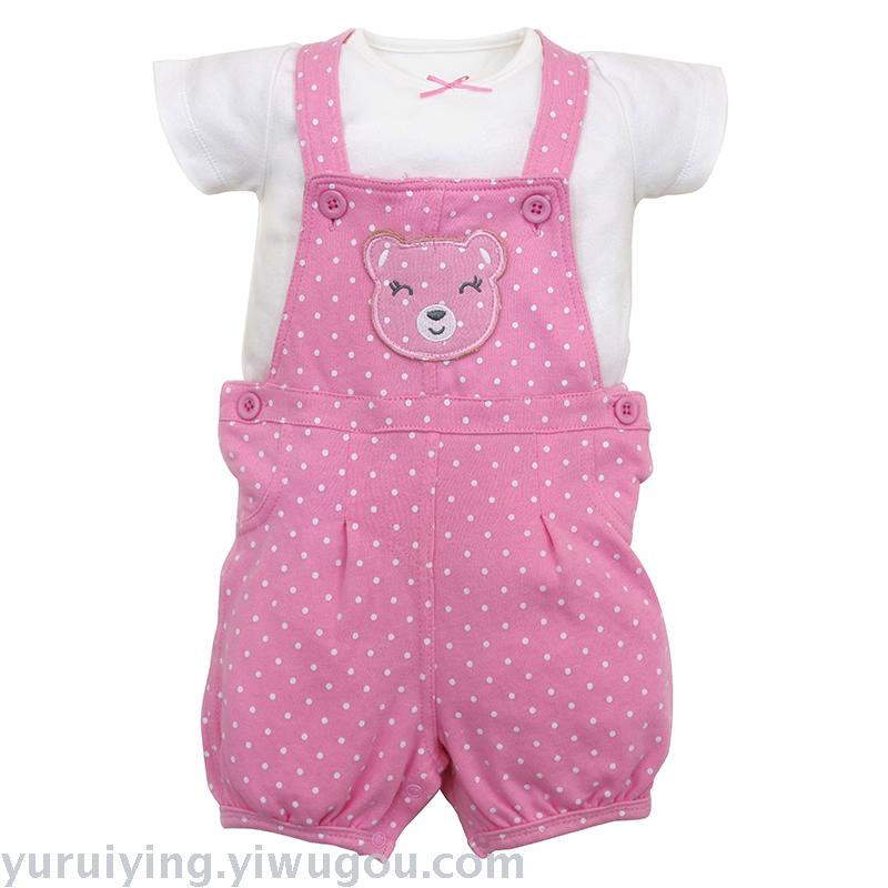 2件套短哈+背带裤宝宝套装 短袖 短裤