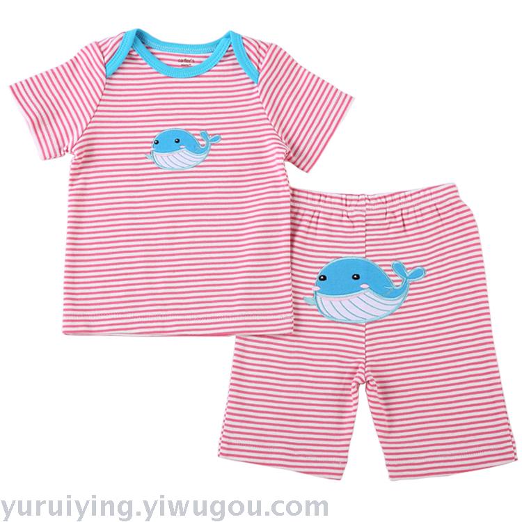 A 2-piece envelope, short-sleeved T-shirt + shorts, embroidered and printed clothing set Application Scenario