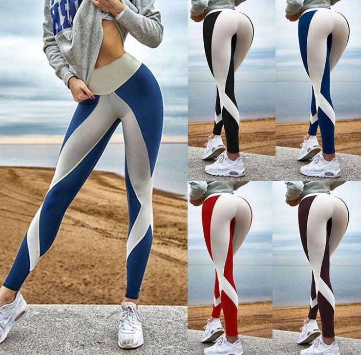 Best-selling black and white digital printed European and American sports and fitness pants and yoga pants on Amazon details Picture