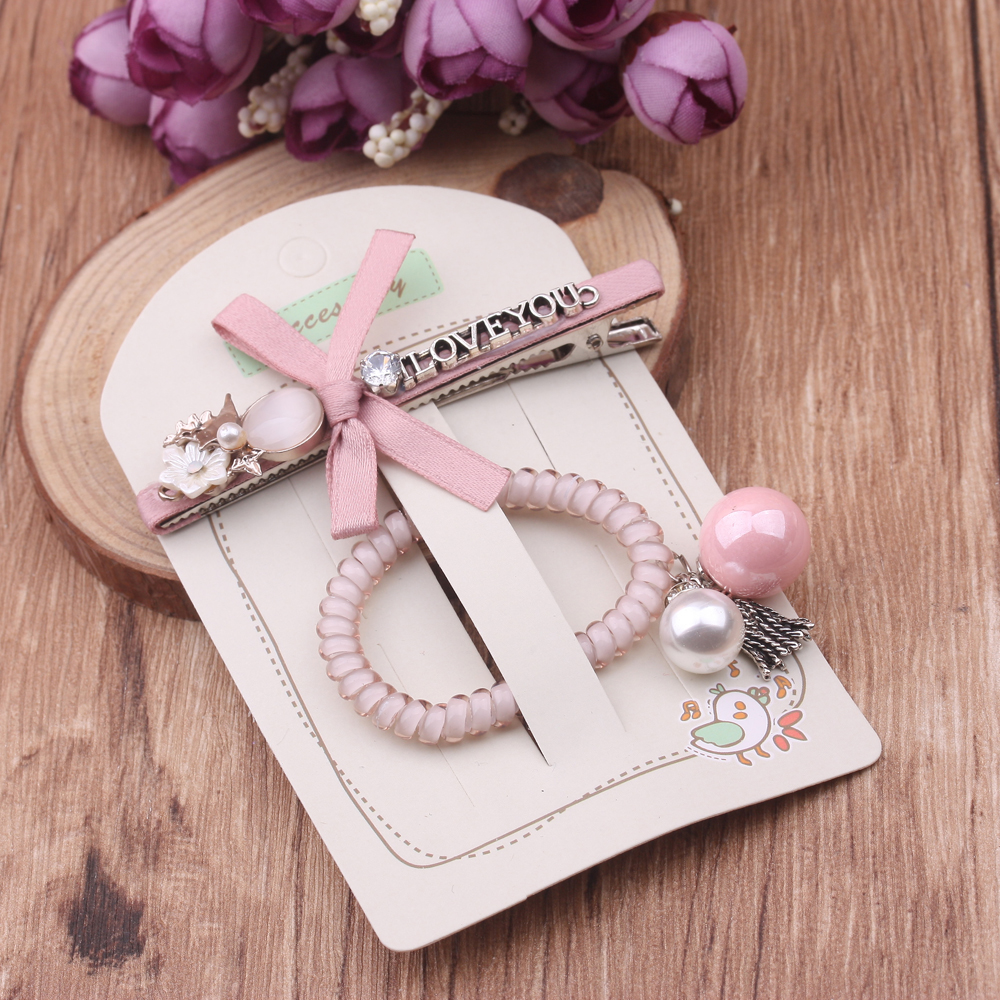 10-yuan accessory boutique, one-piece clip, rubber band set, bow headwear, Korean hair flower, hair clip, side clip wholesale Specification image