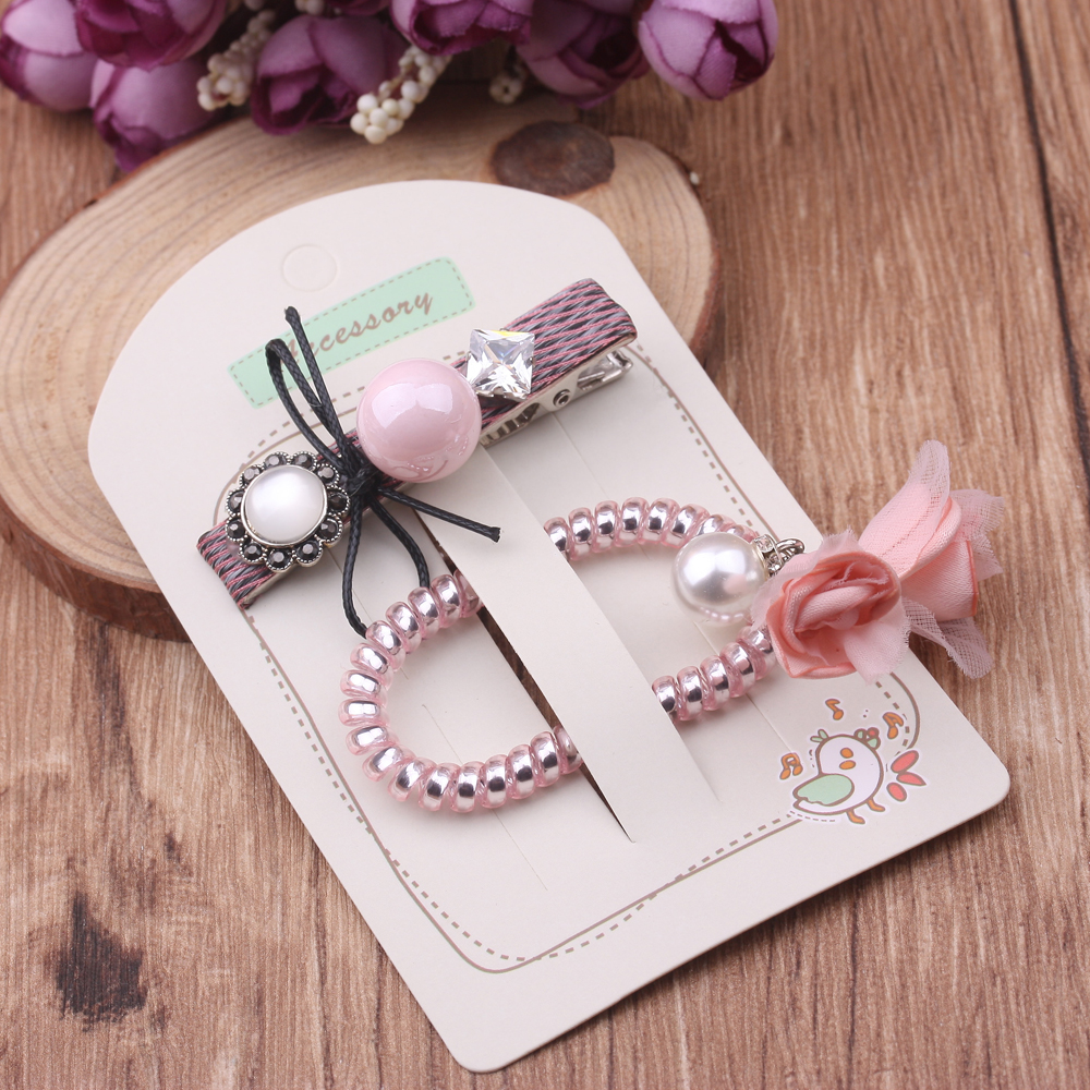 Street stall accessory boutique, one-piece clip, rubber band set, bow headwear, Korean hair flower, hair clip, side clip