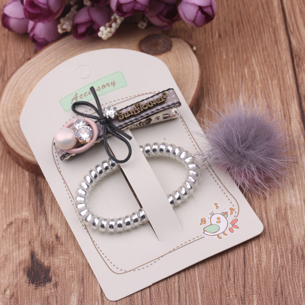 10-yuan accessory boutique, one-piece clip, rubber band set, bow headwear, Korean hair flower, hair clip, side clip wholesale details Picture