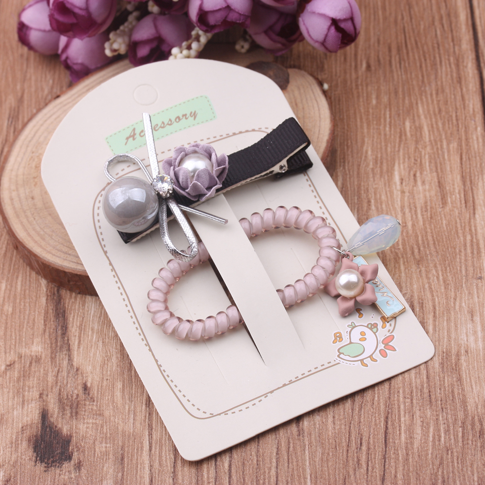 10-yuan accessory boutique, one-piece clip, rubber band set, bow headwear, Korean hair flower, hair clip, side clip wholesale Application Scenario
