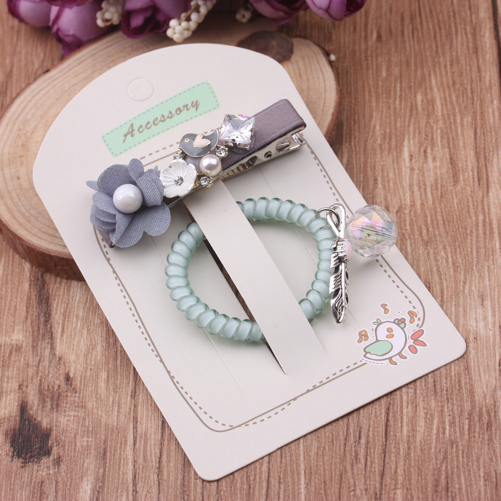 Street stall accessory boutique, one-piece clip, rubber band set, bow headwear, Korean hair flower, hair clip, side clip details Picture