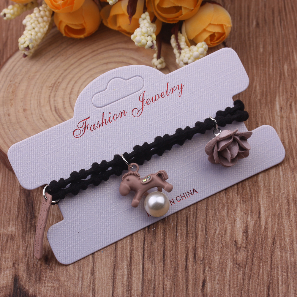 5-yuan store supply, Korean Dongdaemun Korean version hair tie, versatile rubber band bun hairstyle, water diamond adult hair tie details Picture