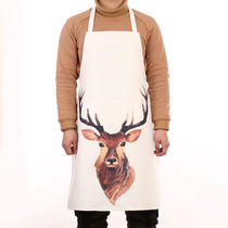 Kitchen antifouling apron digital printed apron cotton linen apron