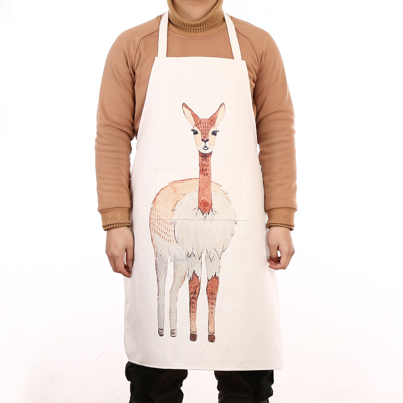 Cotton and linen digital print apron