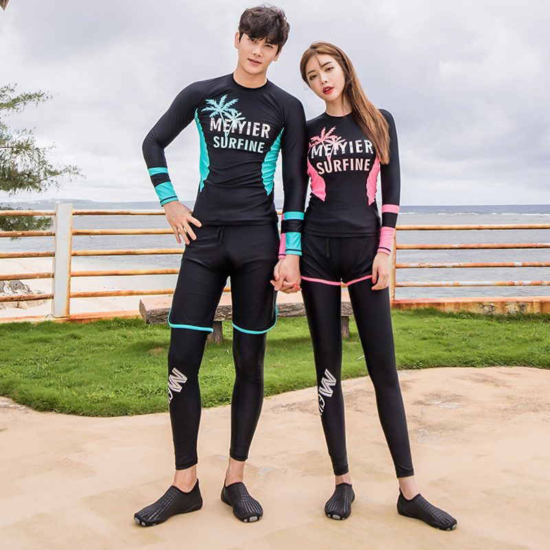 Long sleeves long trousers swimming suit sunscreen surfing snorkeling male and female zipper jellyfish suit