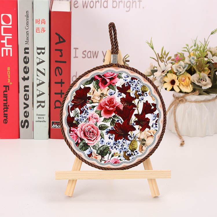 【LOVELY HOME】【 Chi Jia 】 Ceramic Pot Pad Heat Transfer Hanging Plate High-temperature Resistant anti-scald Pad Home Decoration Hanging plate details Picture